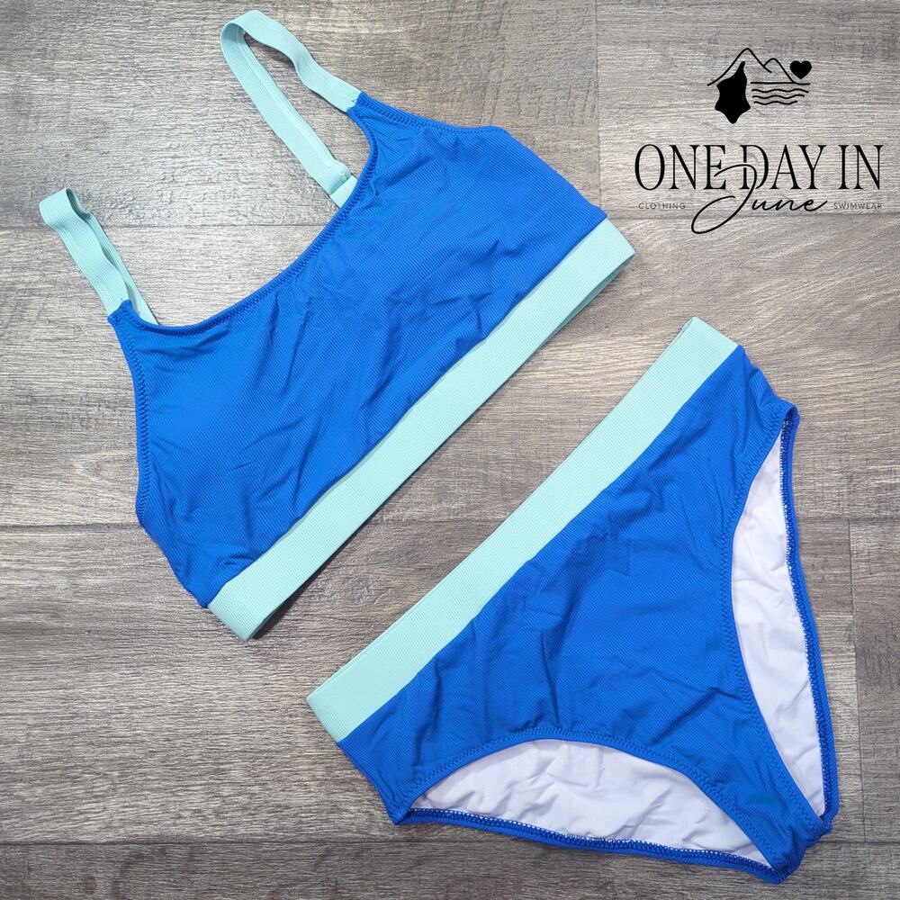 Aleumdr Ribbed Crop Bikini Swimsuit Size L - Picture 2 of 5